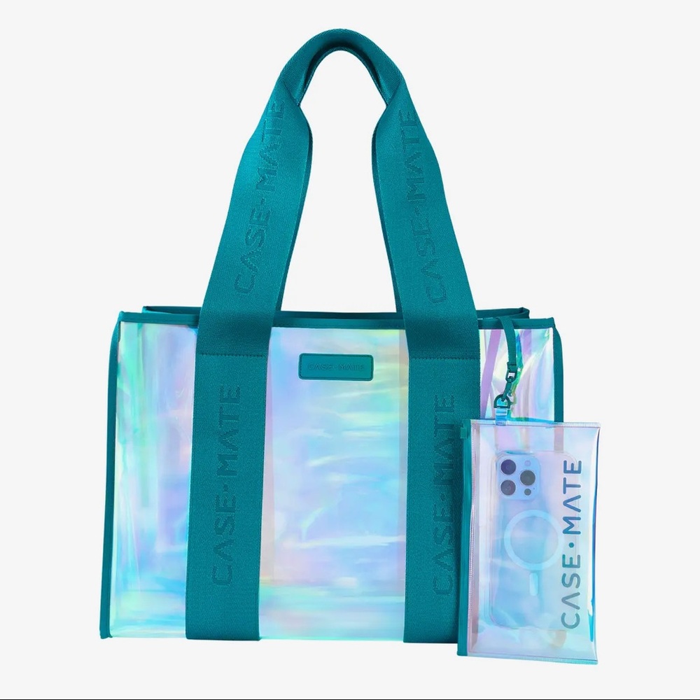 Case-Mate Holographic Tote with Teal Straps